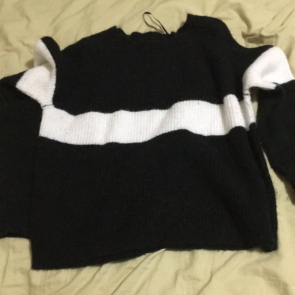 urban planet crop black and white stripe sweater